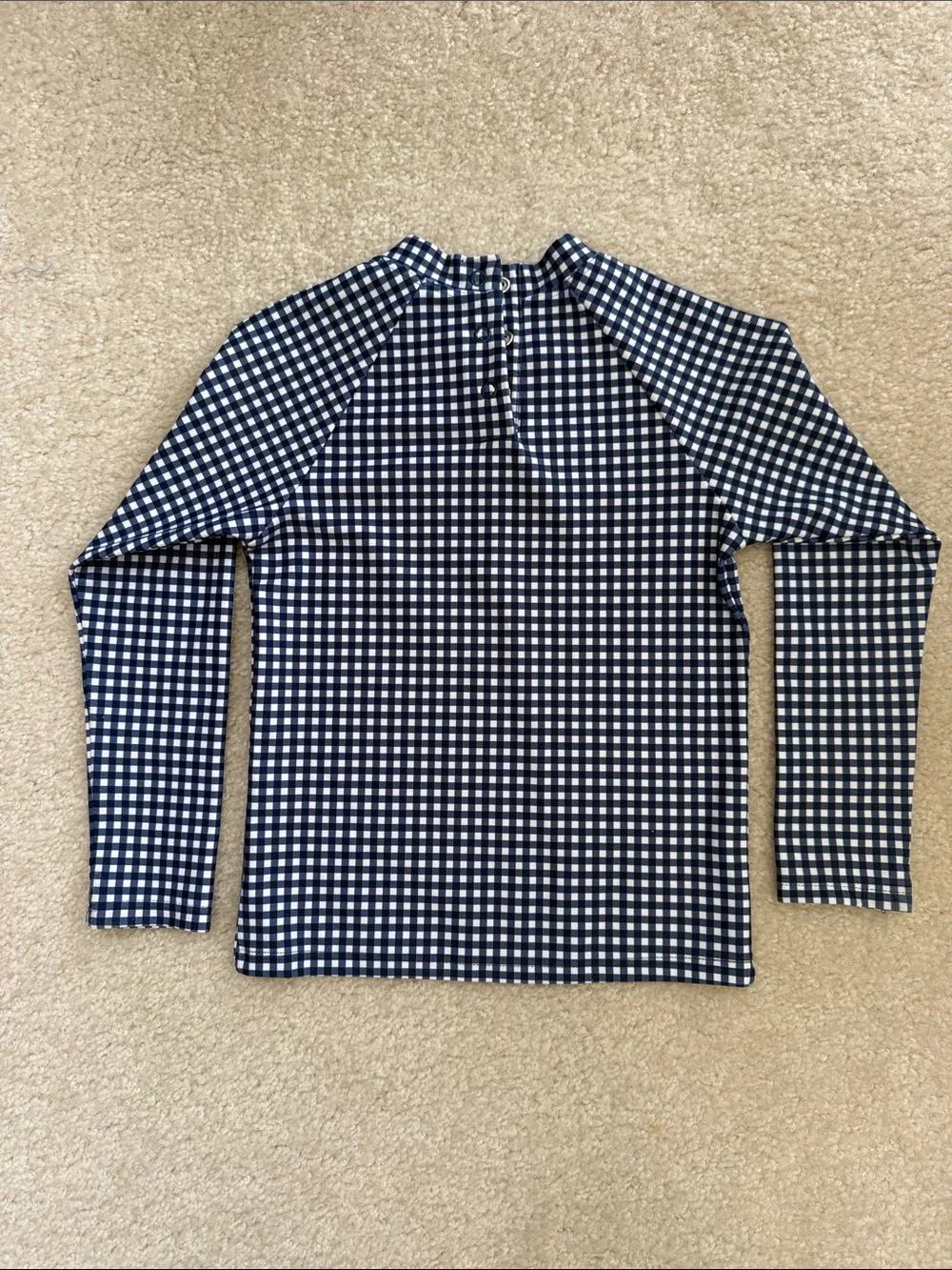 Minnow Swim boys Long-Sleeve Navy Gingham Rash Guard Swim Top